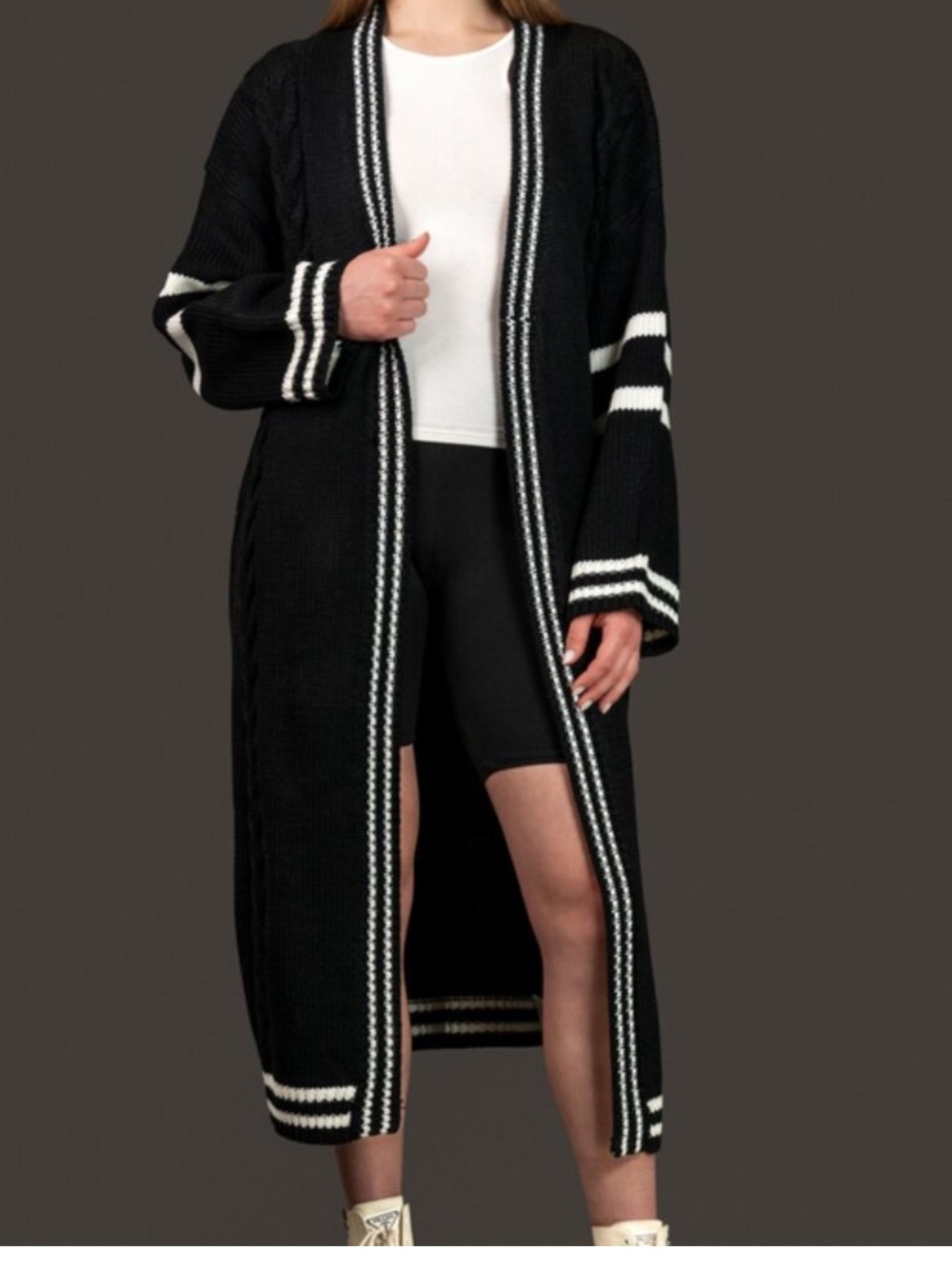 Kate Hewko Long Varsity Knit Cardigan